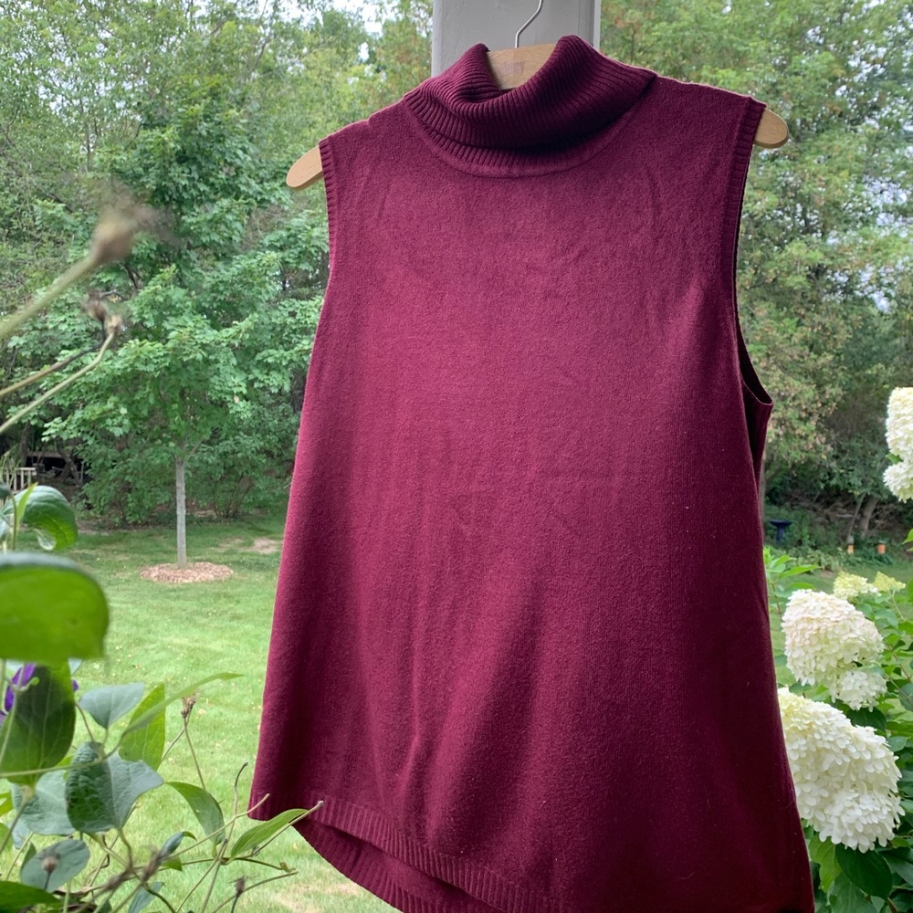 Burgundy Turtleneck Sweater Vest